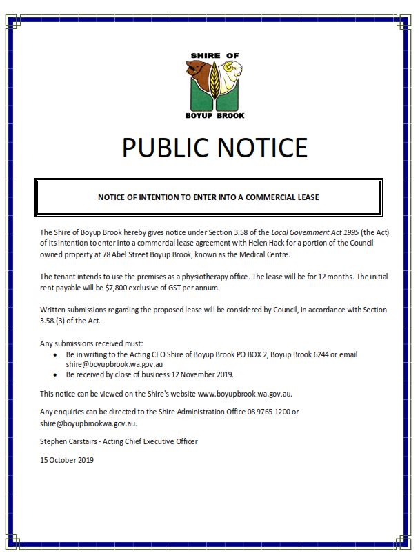 notice of commercial lease