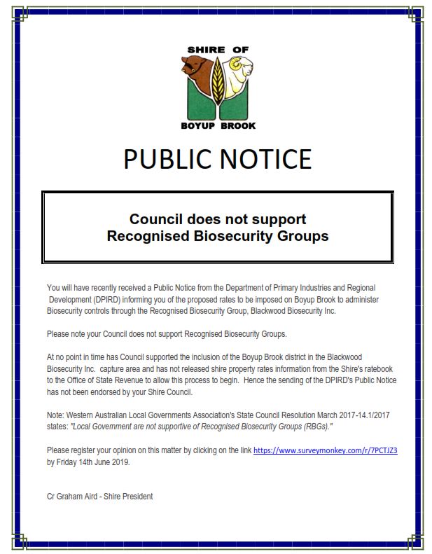 Council does not support recognised biosecurity groups