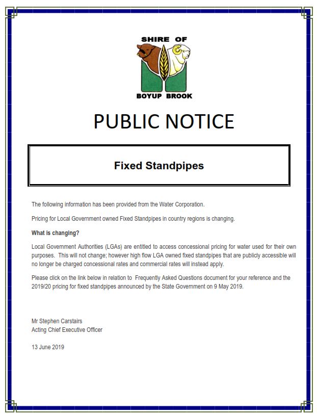 Public Notice Standpipes