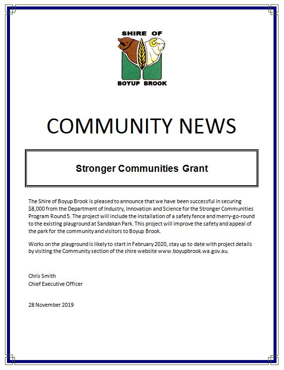 stronger communities grant