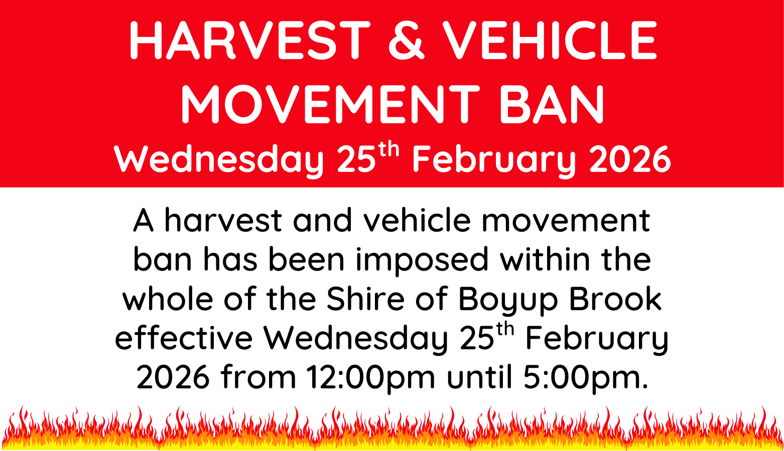 Harvest Vehicle Movement Ban