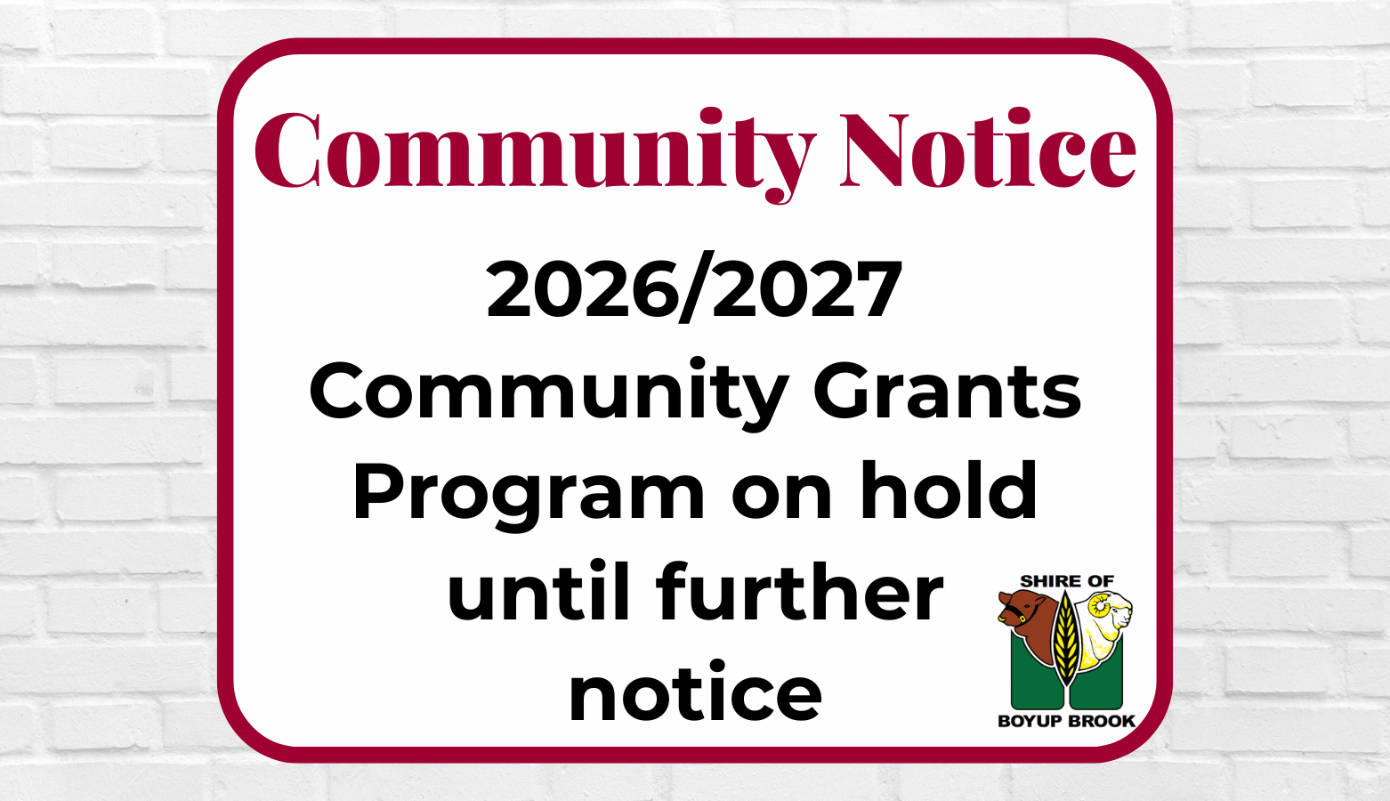 Community Grants on Hold