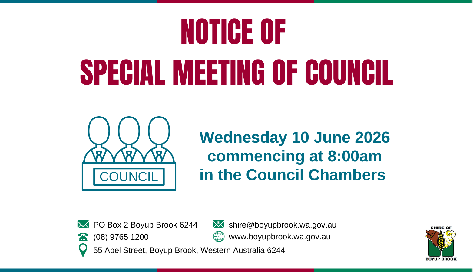 Notice of Special Meeting of Council