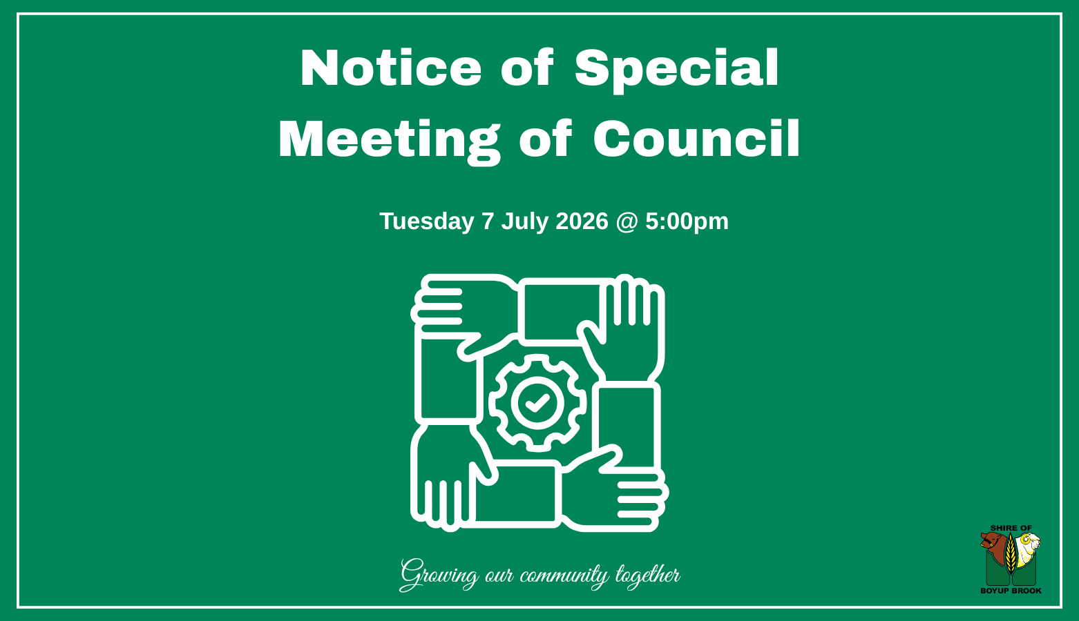 Notice of Special Meeting of Council