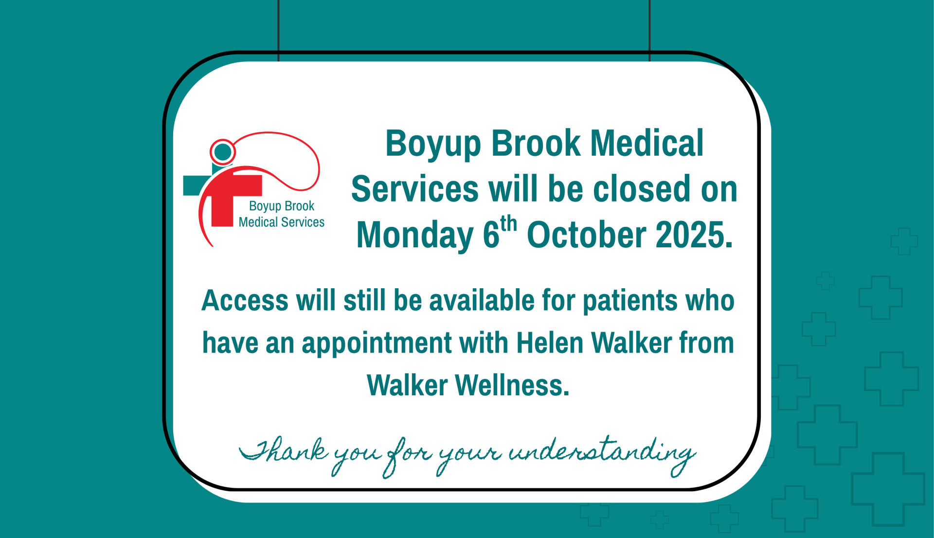 Medical Centre closed 6 October 2025
