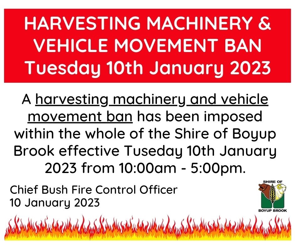 Machinery Movement Ban 10 January 2023