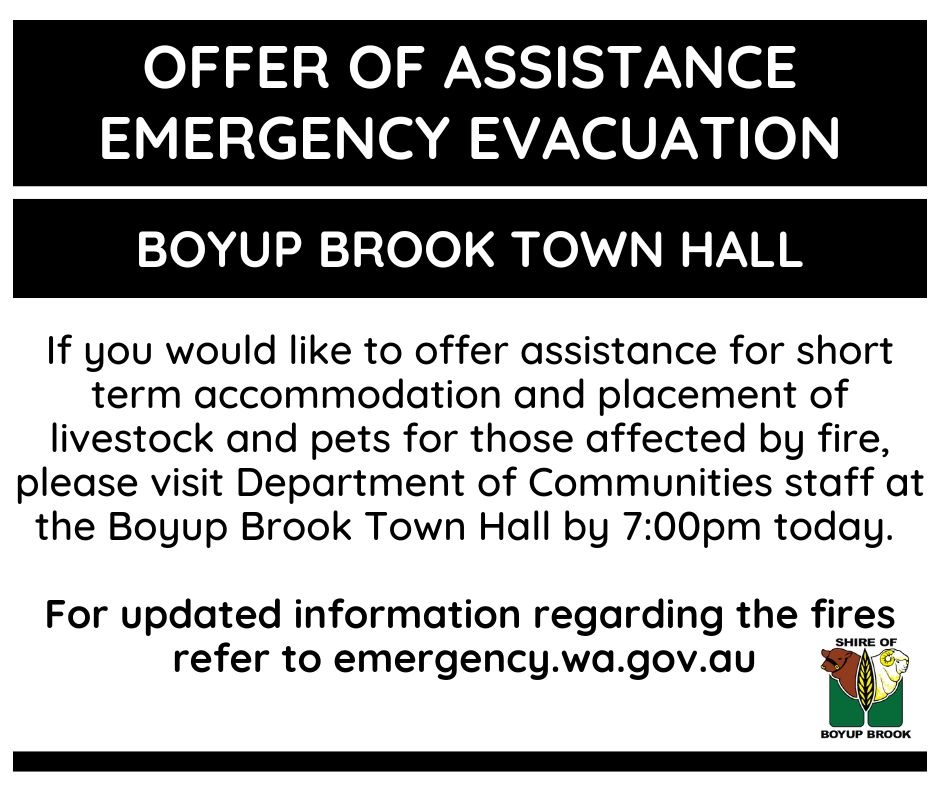 Offer of Assistance: Emergency Evacuation 11 January 2023